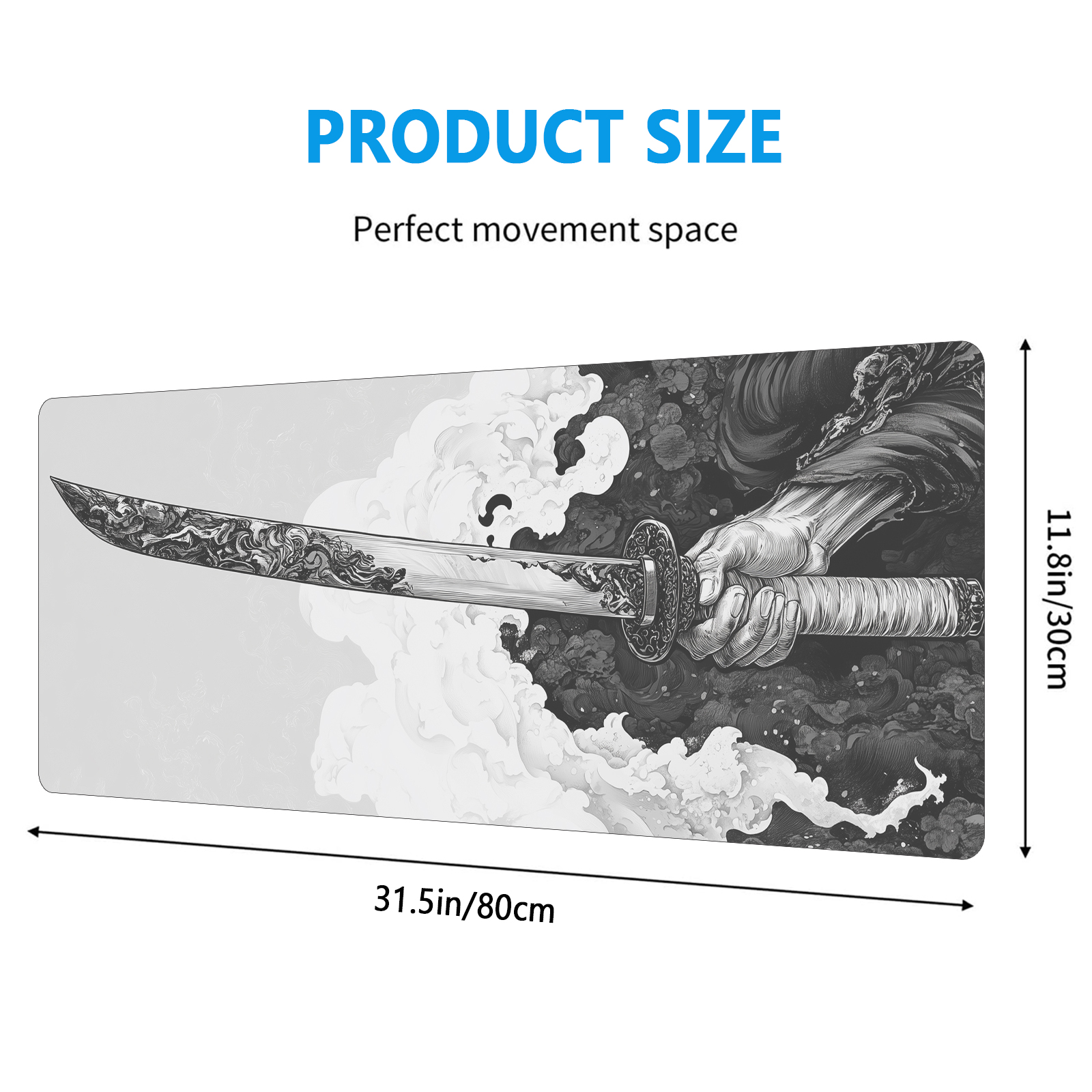 Gaming Keyboard Mouse - Black And White Comic Wind Sword