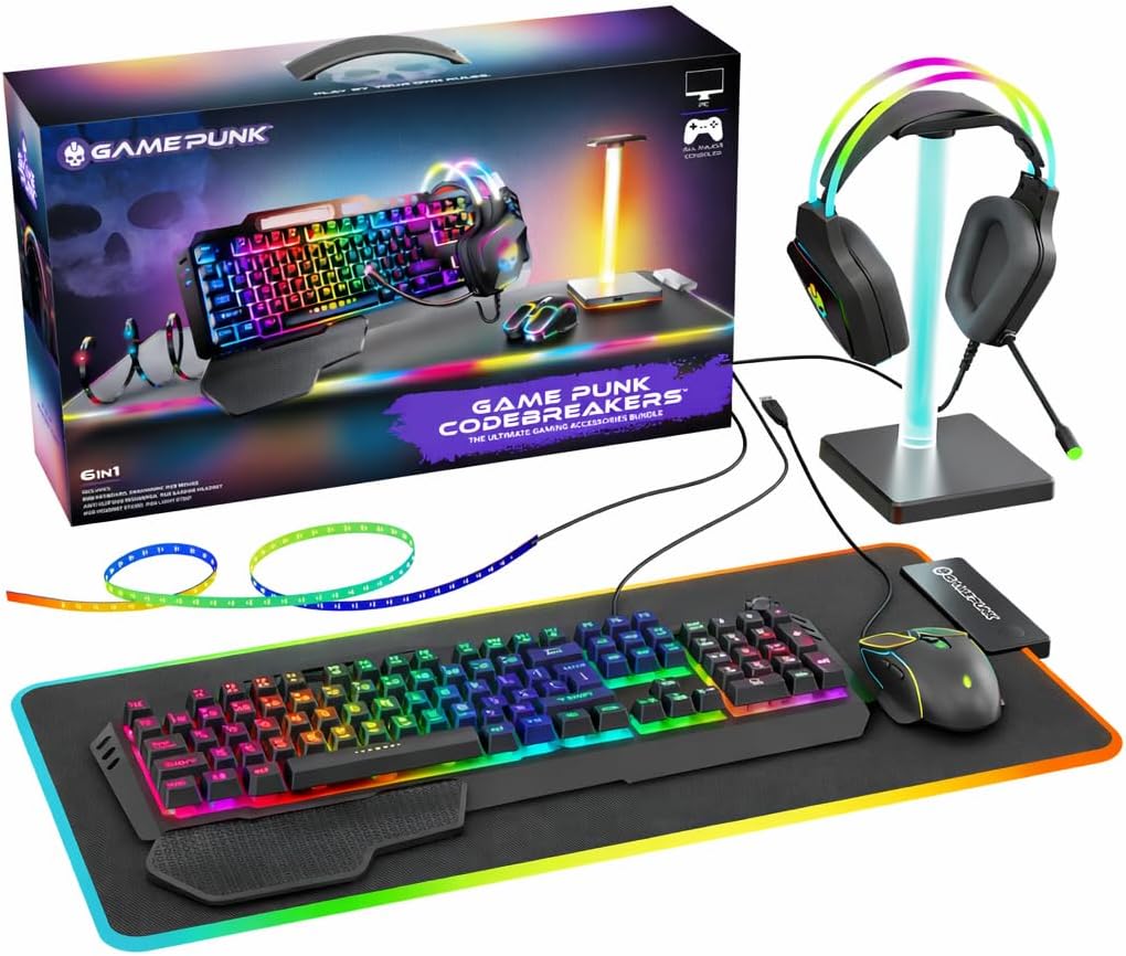 Keyboard Mouse Bundle Gaming - 6-Piece RGB Gaming Bundle: Mechanical Keyboard,