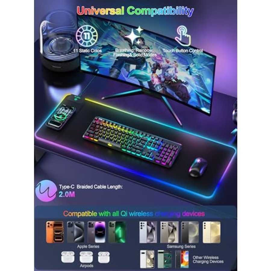 Mouse Pad with 15W Wireless Ch - Gaming Keyboard Number Pad recensie en prijs