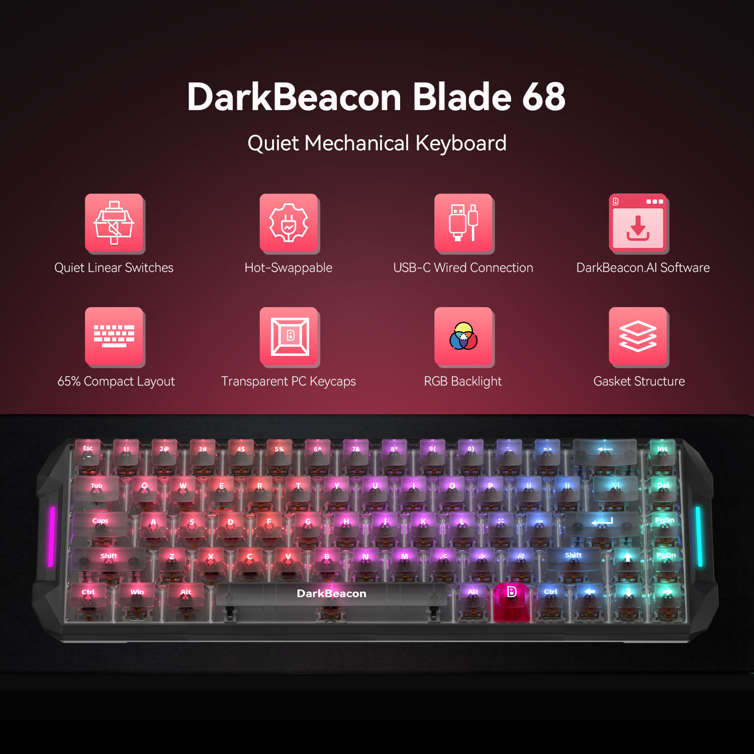 DarkBeacon Blade 68 Wired Sile - Gaming Keyboard That Is Quiet recensie en prijs
