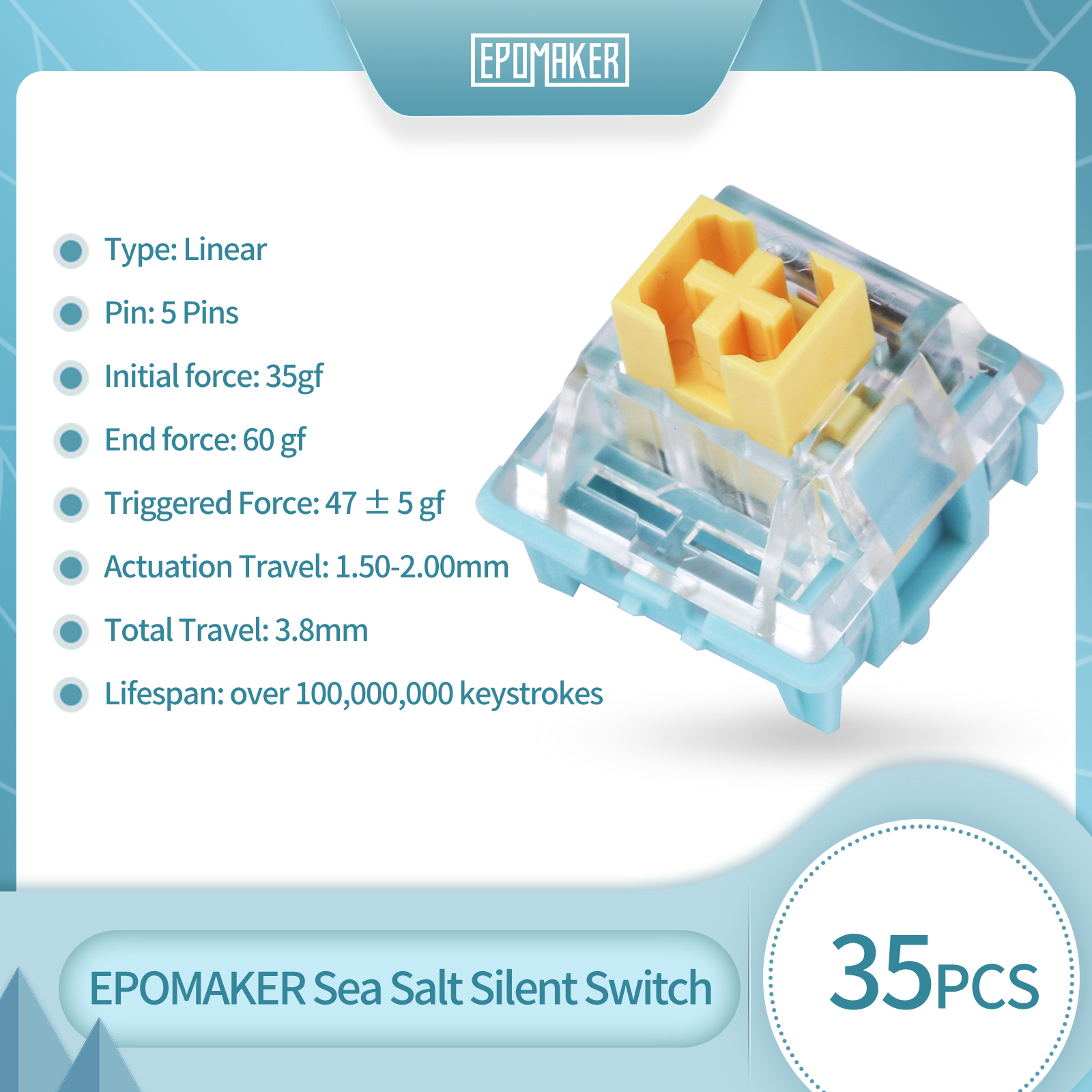 35 Pieces EPOMAKER Sea Salt Si - Keyboard Lube Kit recensie en prijs