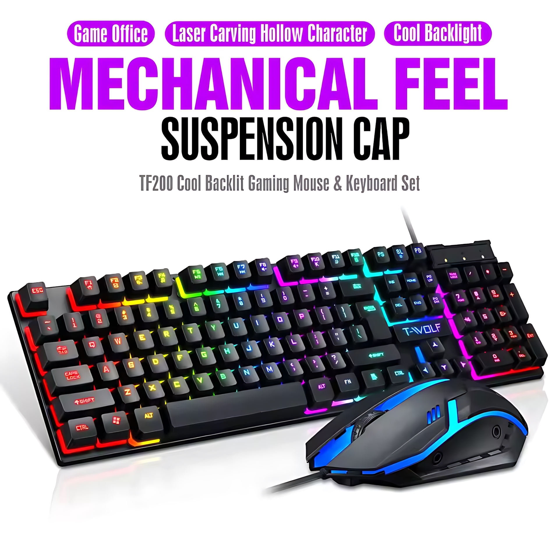 Rainbow Backlit Wired Keyboard - Gaming Keyboard And Mouse Combo recensie en prijs