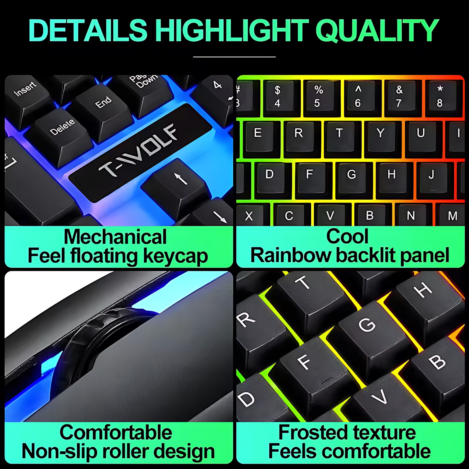 Rainbow Backlit Wired Keyboard - Gaming Keyboard And Mouse Combo recensie en prijs