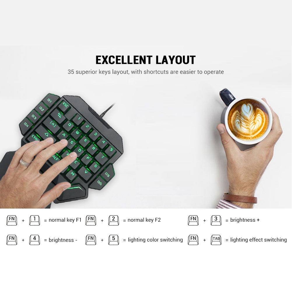Blacklight Keyboard Onehanded  - Gaming Keyboard Half recensie en prijs