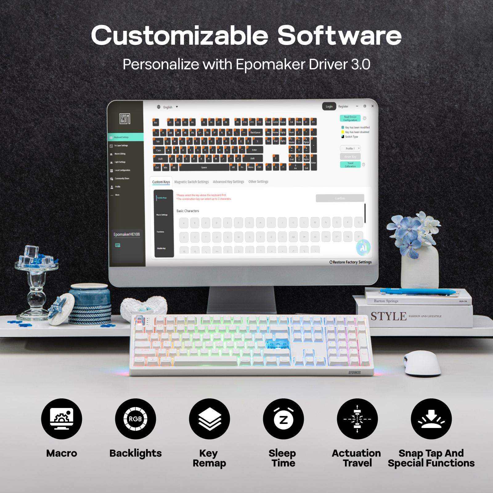 EPOMAKER HE108 Full Sized ANSI - Gaming Keyboard Half recensie en prijs