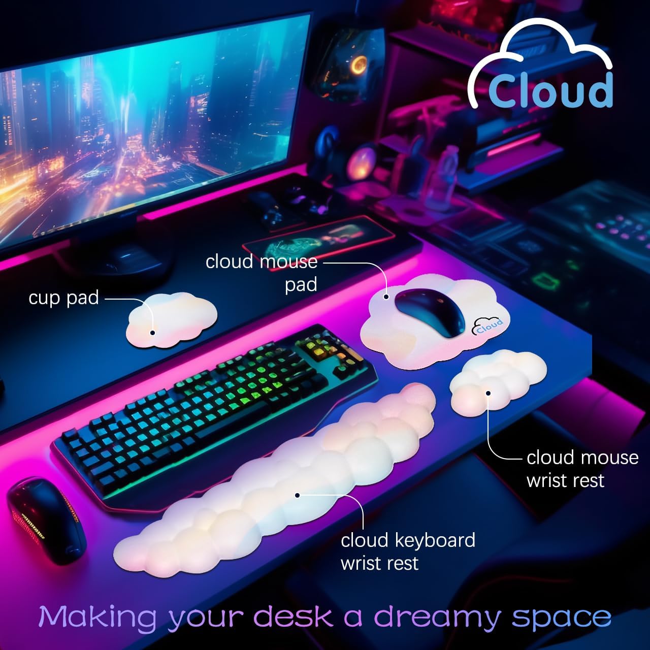Ergonomic Cloud Wrist Rest wit - Gaming Keyboard Types recensie en prijs
