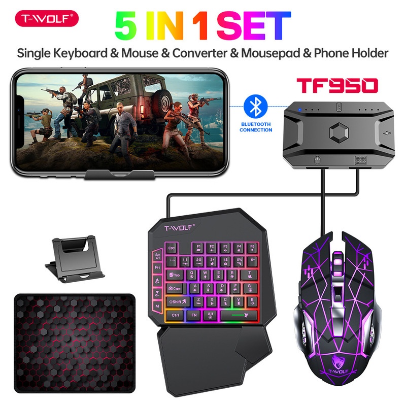 T-Wolf Tf950 5 In 1 One Handed - Keyboard Mouse Bundle Gaming recensie en prijs