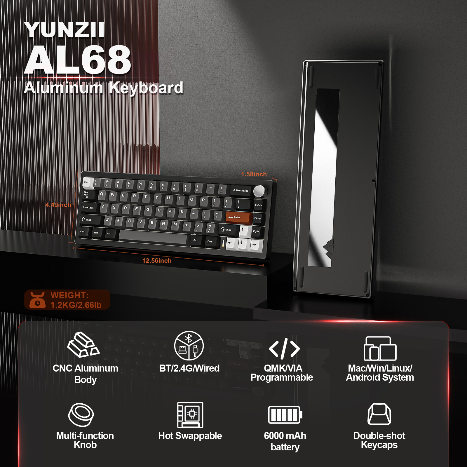 YUNZII AL68 Black QMK/VIA Mech - Keyboard Gaming Mac recensie en prijs