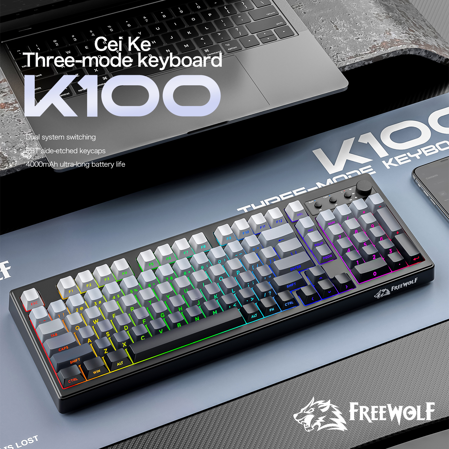 FREEWOLF k100 three-mode silen - Keyboard Gaming Mac recensie en prijs