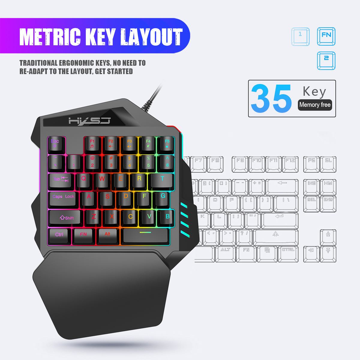 35-key film colorful one-hande - Gaming Keyboard Half recensie en prijs