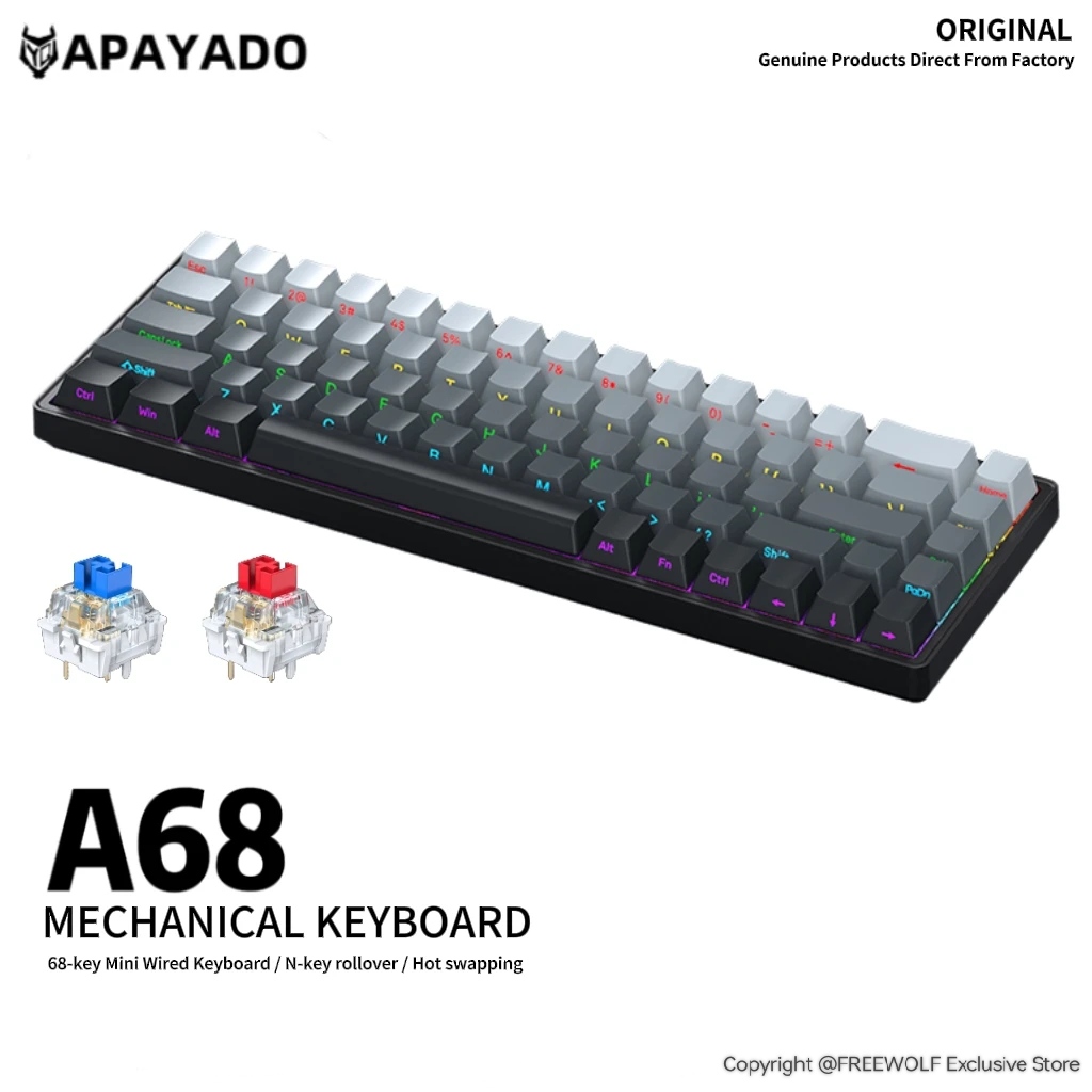 APAYADO A68 Wired Mechanical K - Gaming Keyboard Half recensie en prijs