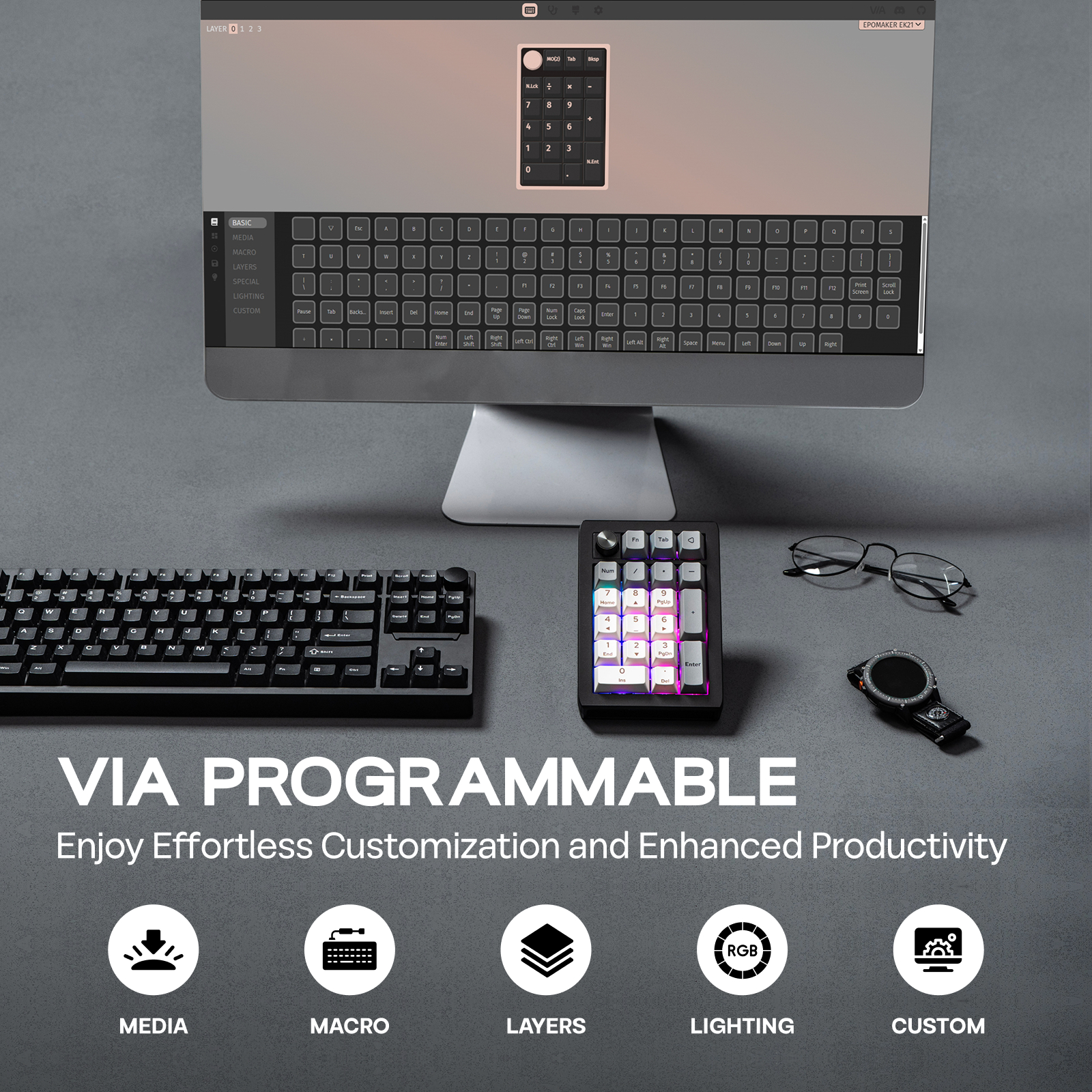 EPOMAKER EK21 VIA 20% Gasket W - Keyboard Gaming Mac recensie en prijs